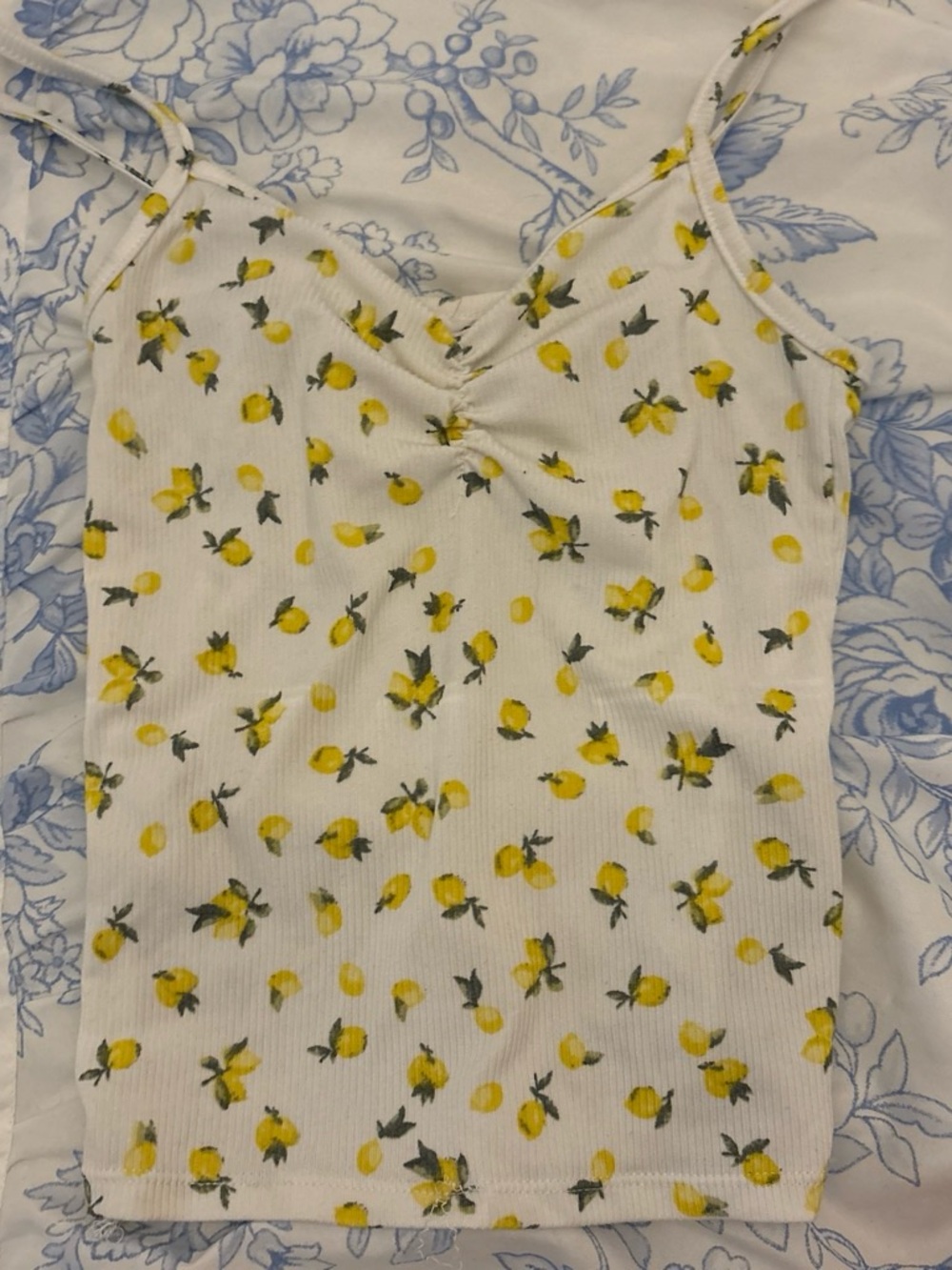 Ardene White Lemon Print Ribbed Tank